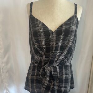 Black and White Plaid Sleeveless Top